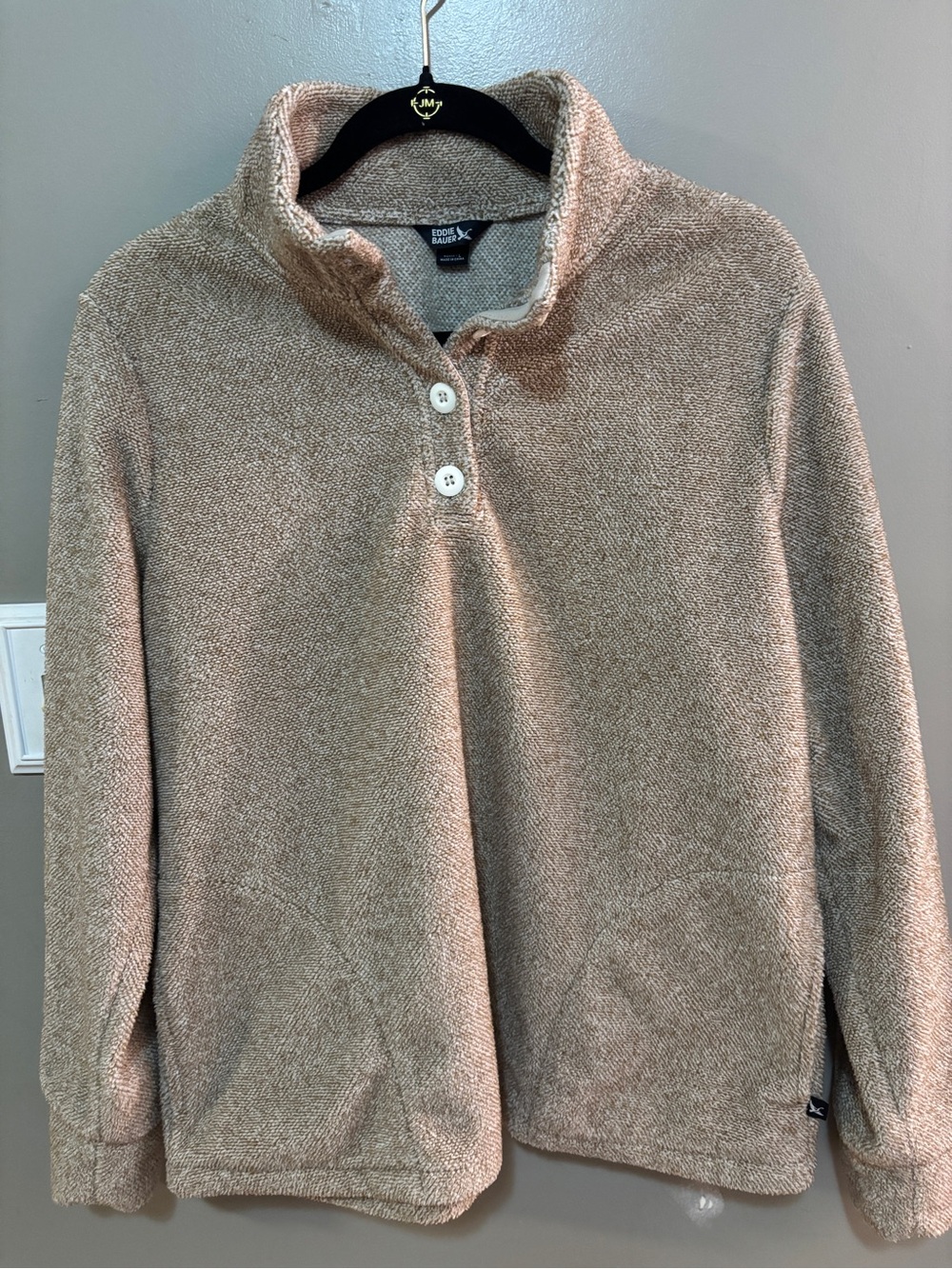 Eddie Bauer Beige/Tan Half-Zip Button Pullover Sweater